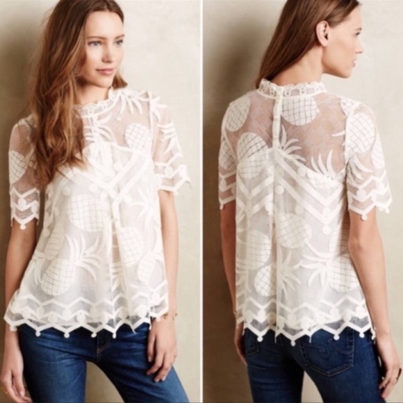 HD in Paris Anthropologie Pineapple Top pina lace 2 - Picture 2 of 13